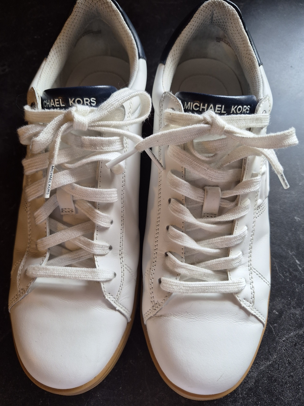 Michael Kors Men's Low Top White Leather Sneakers Gum Sole Size 8M